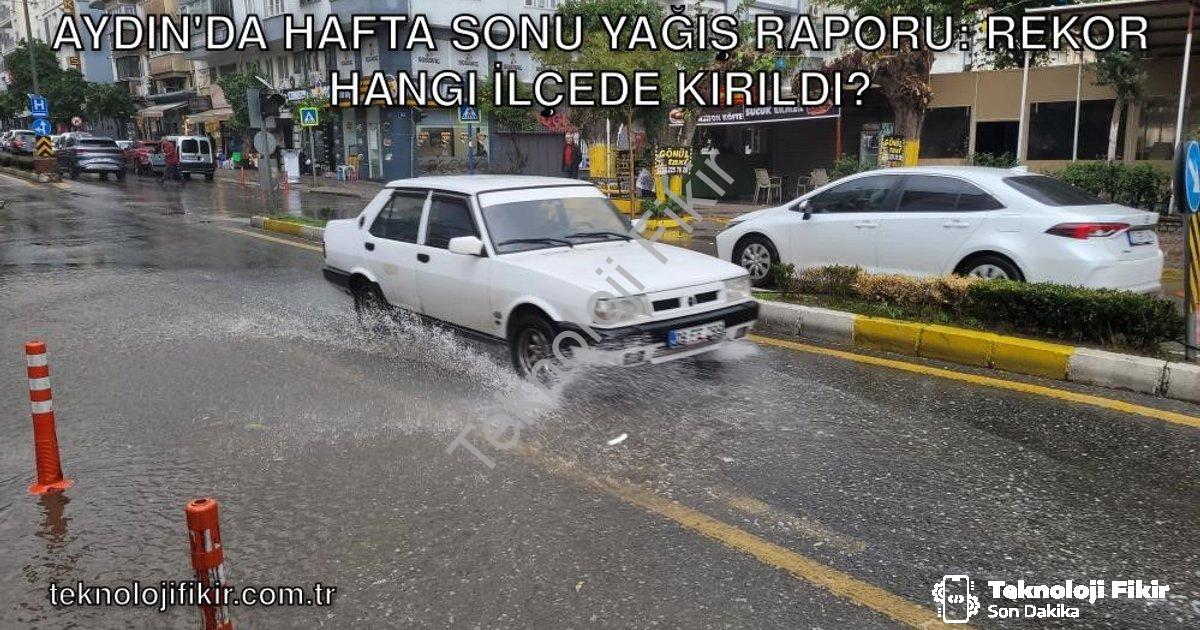 "Aydın'da Hafta Sonu Yağış Raporu: Rekor Hangi İlçede Kırıldı?" başlıklı haber için fotorealistik, p
