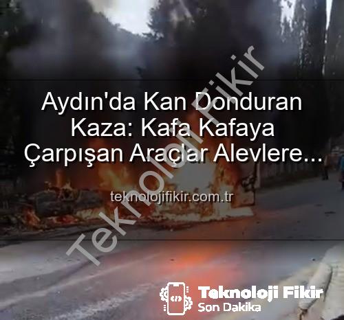 Aydın kaza - Aydın'da Kan Donduran Kaza: Kafa Kafaya Çarpışan Araçlar Alevlere Teslim Oldu, 2 Yaralı!